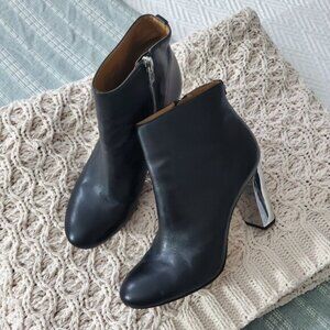 Limited Edition CK Savana Mirror Block Heel Leather Ankle Boots- US 8.5